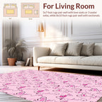 Pink Whimsical Abstract Line Art Rug