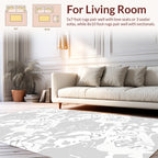Abstract White Grey Flowing Pattern Rug