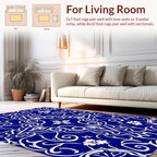 Intricate Blue White Floral Swirls Rug