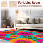 Bold Floral Pattern Vivid Colors Rug