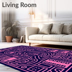 Pink Schematic Circuit Board Rug