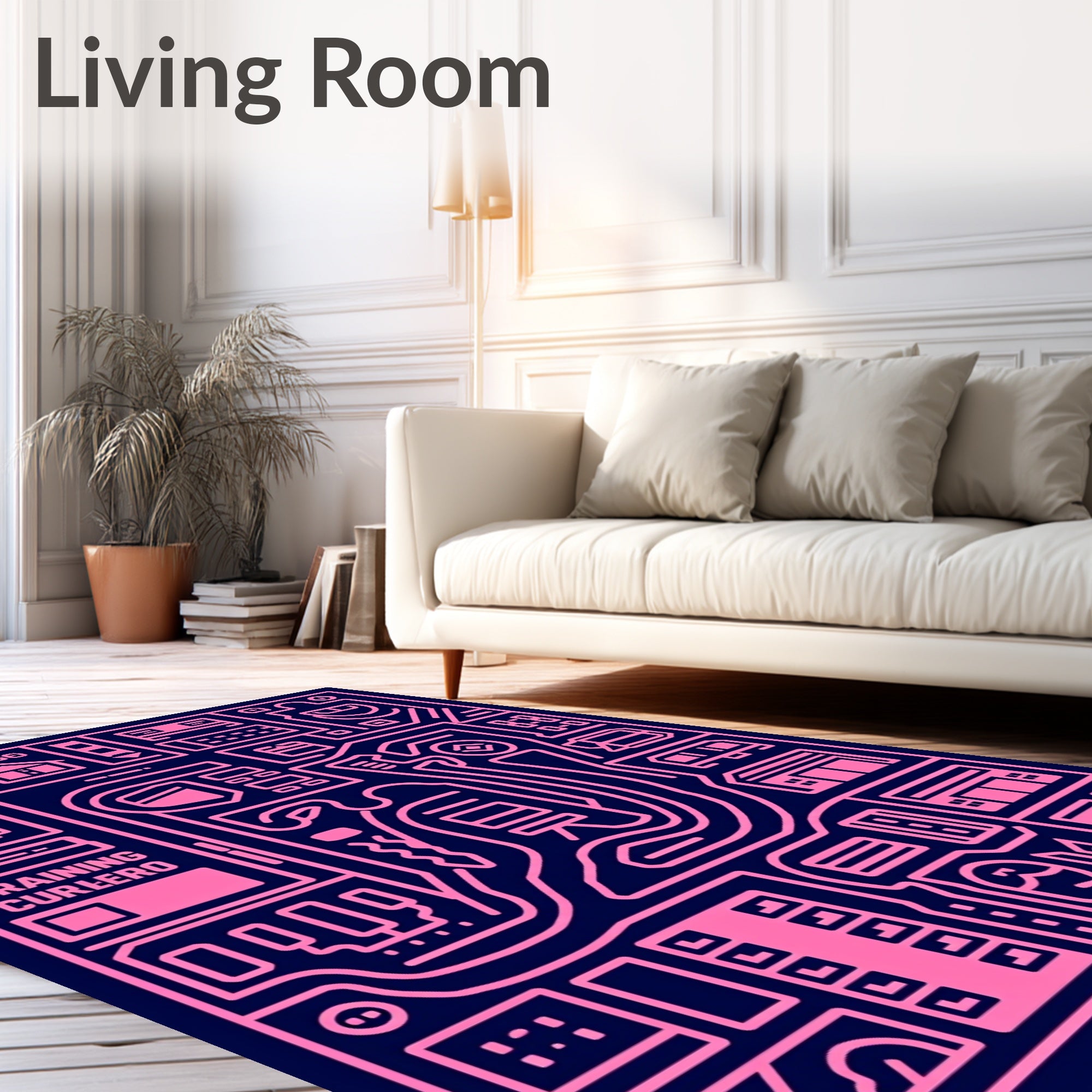 Pink Schematic Circuit Board Rug