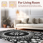 Monochromatic Floral Mandala Graphic Rug