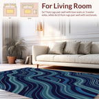 Blue Wave Pattern Abstract Rug