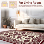 Ornate Floral Vines Burgundy Cream Rug