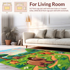 Whimsical Elephant Herd Meadow Design Rug