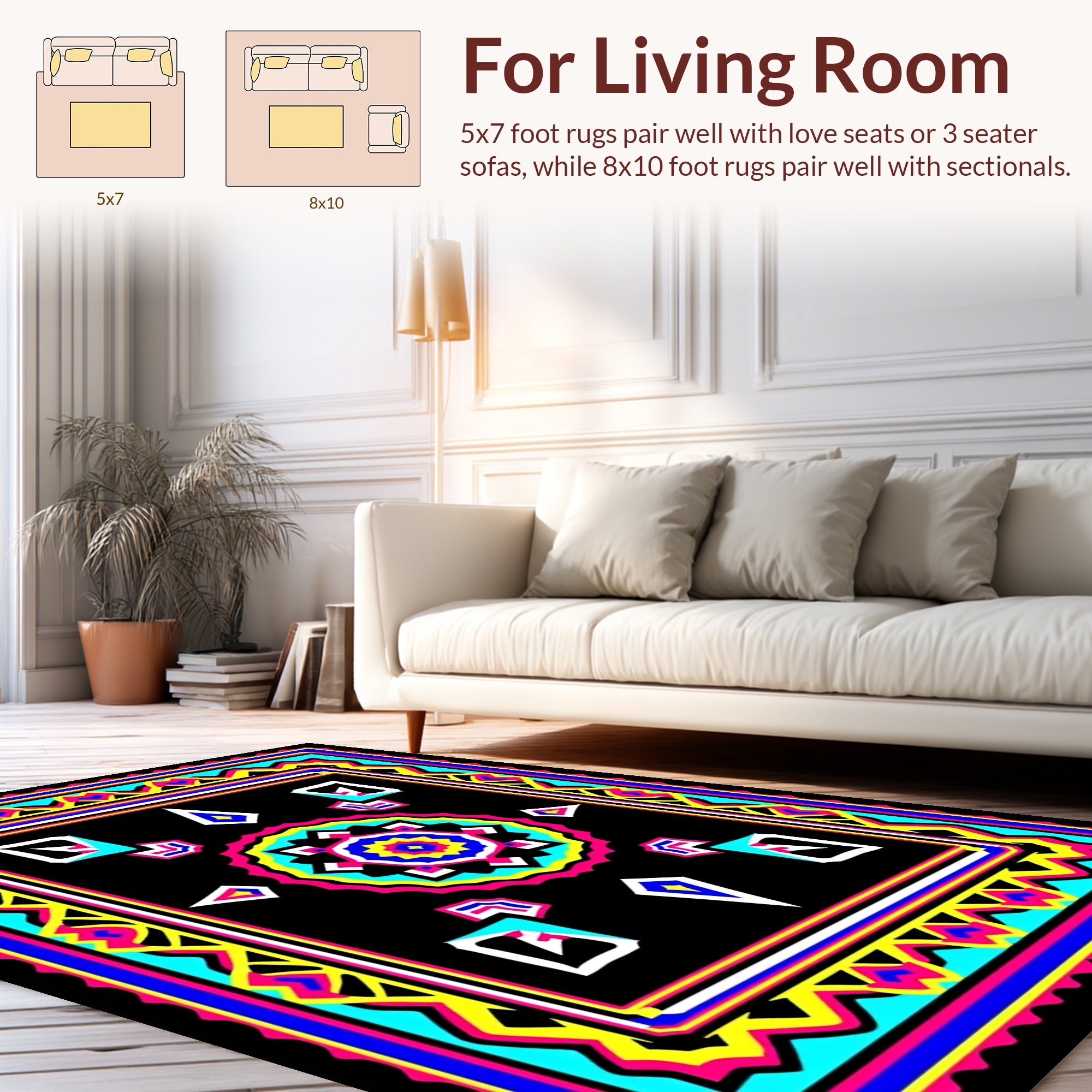 Vibrant Geometric Mandala Pattern Rug