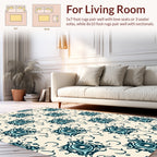 Abstract Teal Swirl Decorative Pattern Rug