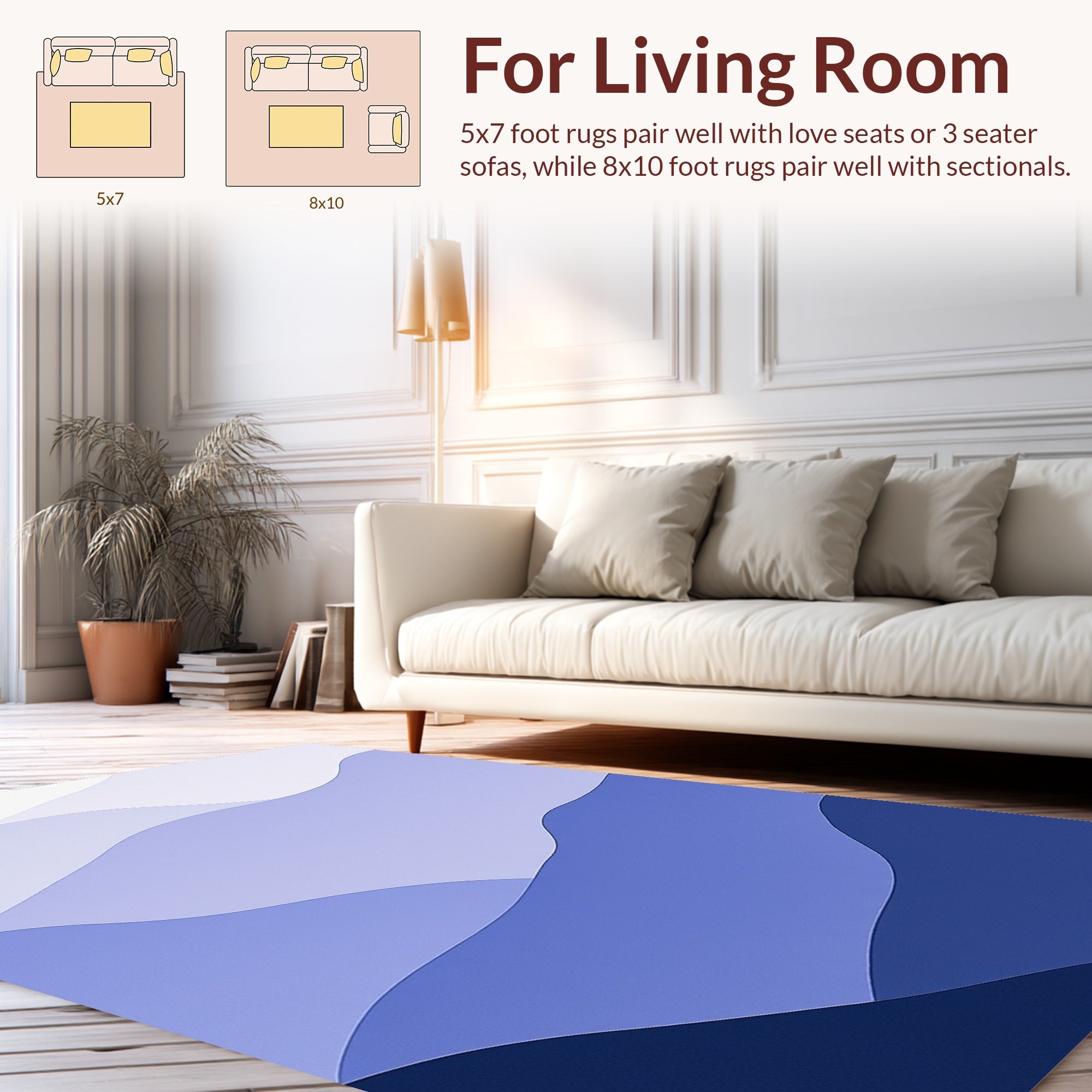 Layered Abstract Blue Landscape Design Rug