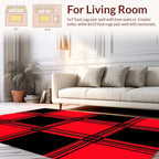 Bold Red Black Plaid Pattern Rug