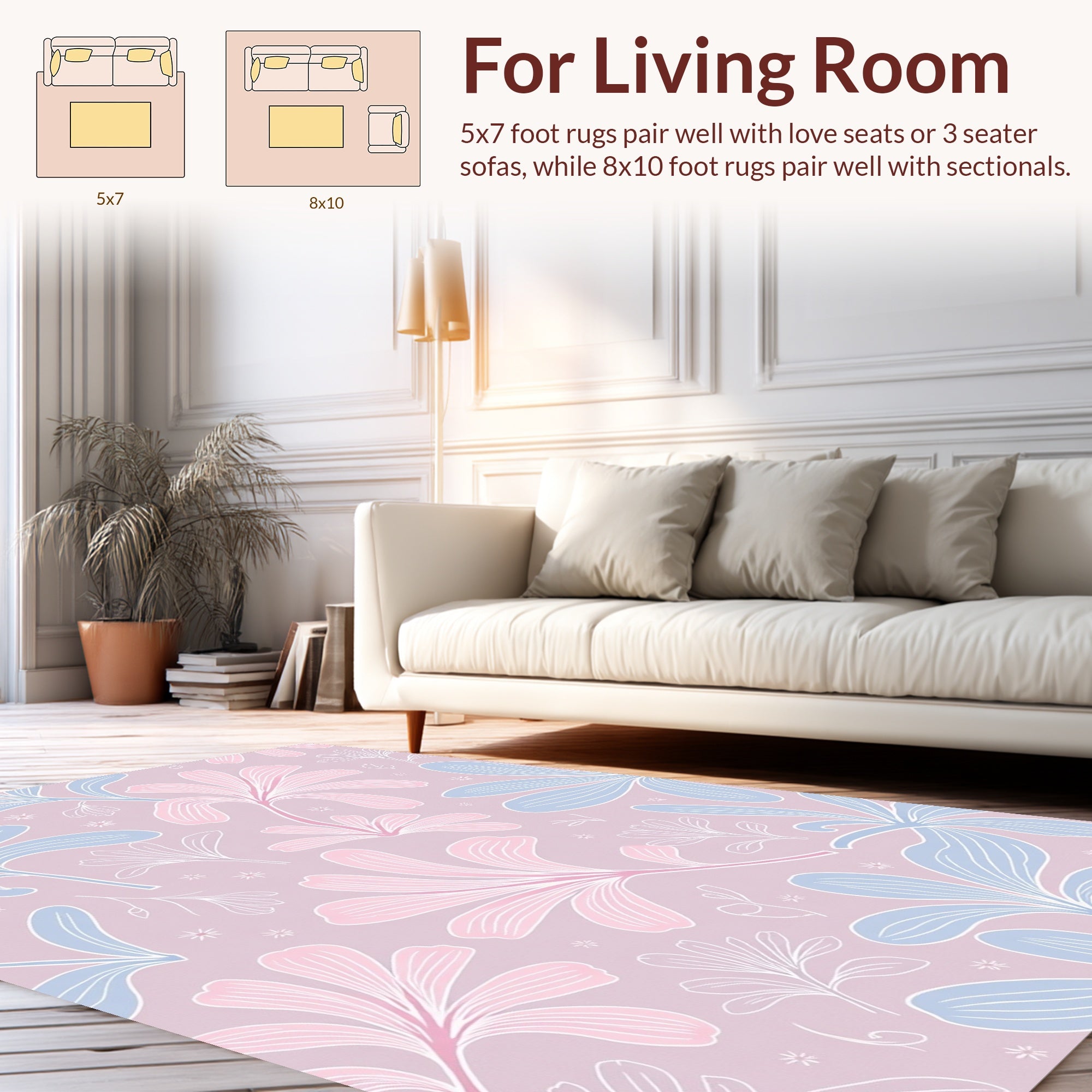 Pastel Floral Sketch Pattern Rug