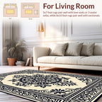 Classic Black Ivory Floral Medallion Rug