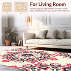 Circular Floral Design With Red Accents Rug