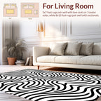 Abstract Black White Wavy Lines Rug
