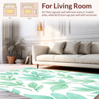 Aqua Leaf Pattern Watercolor Rug