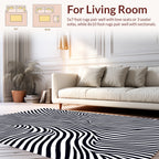 Black and White Abstract Swirl Pattern Rug