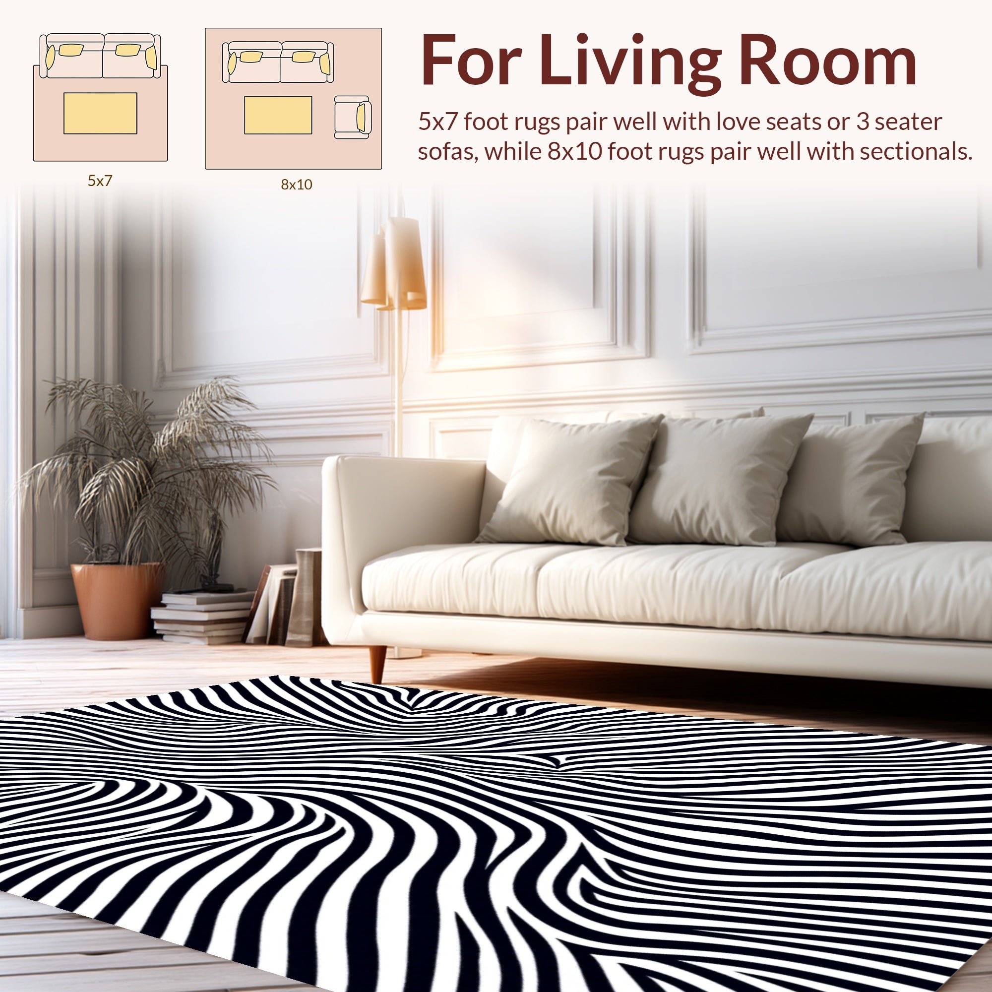 Black and White Abstract Swirl Pattern Rug