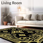 Golden Art Deco Floral Frame Rug