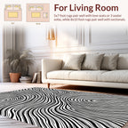 Abstract Black White Wavy Lines Rug