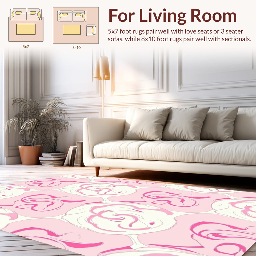 Pink Floral Swirl Pattern Rug
