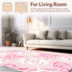 Pink Floral Swirl Pattern Rug
