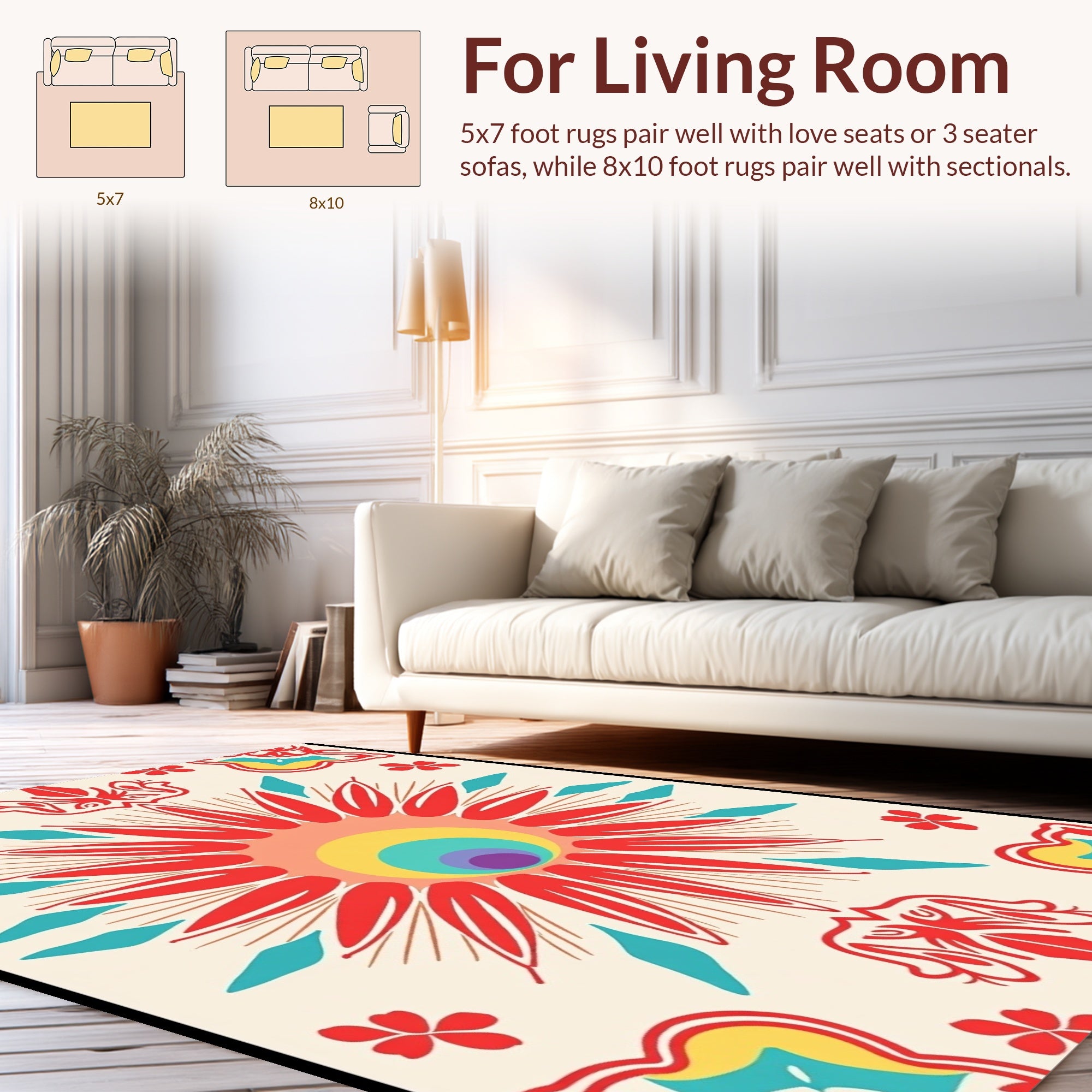 Radiant Floral Jewel Tone Medallion Rug