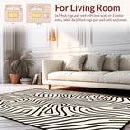 Abstract Wavy Black Contour Rug