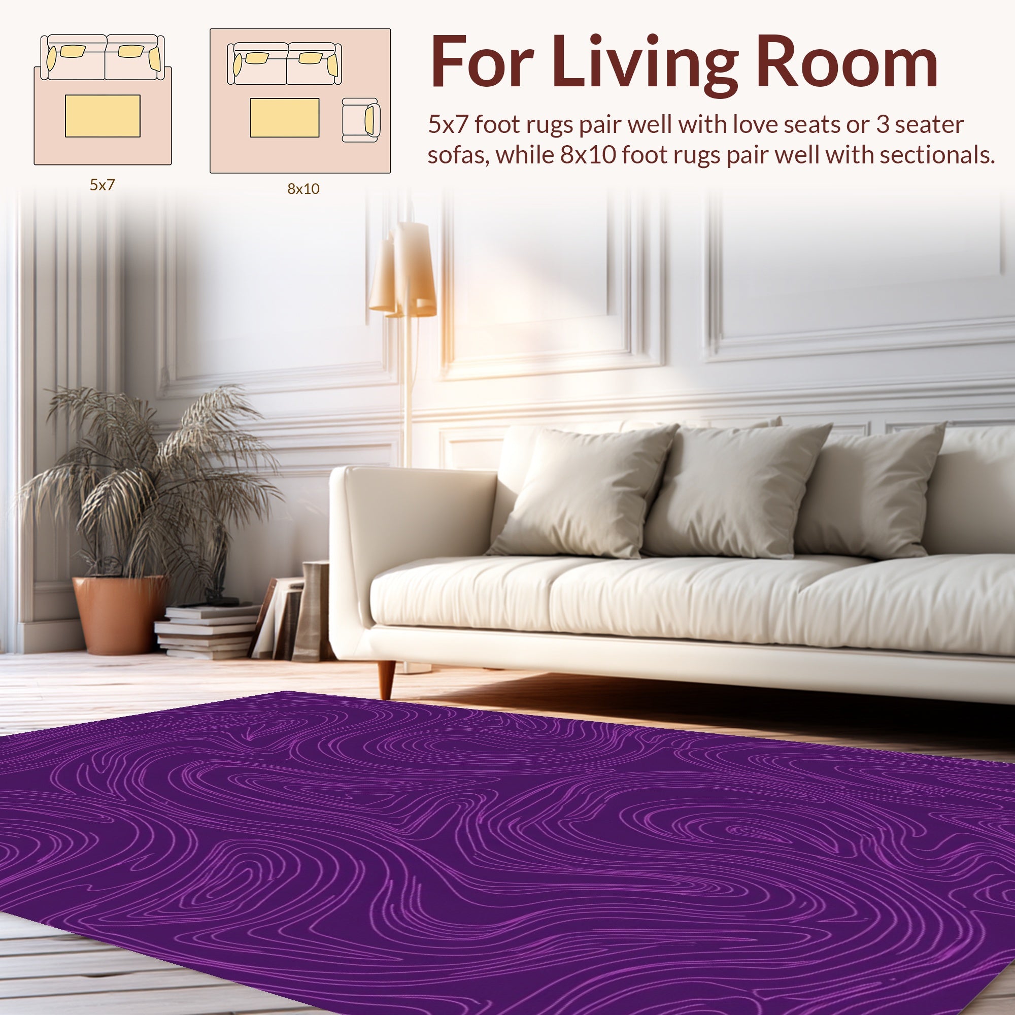 Purple Swirl Abstract Line Art Rug