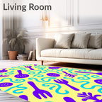 Playful Purple Utensils Swirling Waves Rug