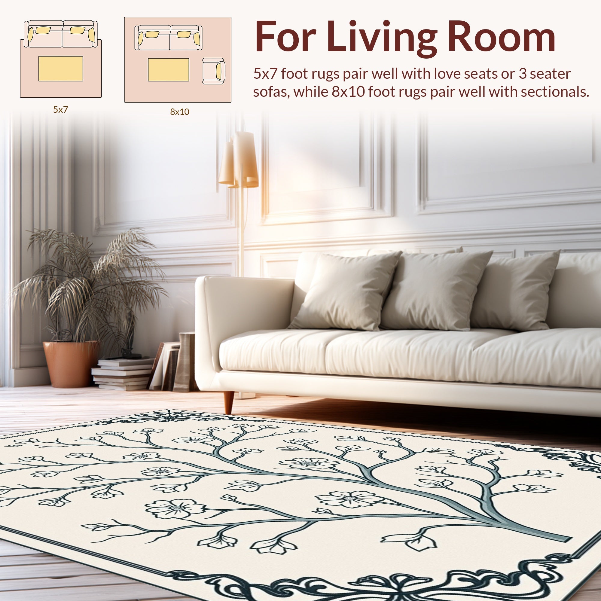 Nature Floral Scroll Work Rug