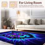 Neon Cat Abstract Starry Night Rug
