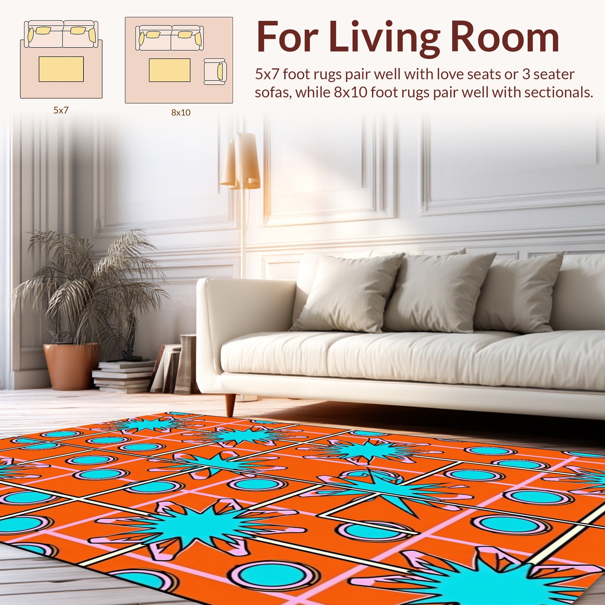 Retro Sunburst Circle Pattern Rug