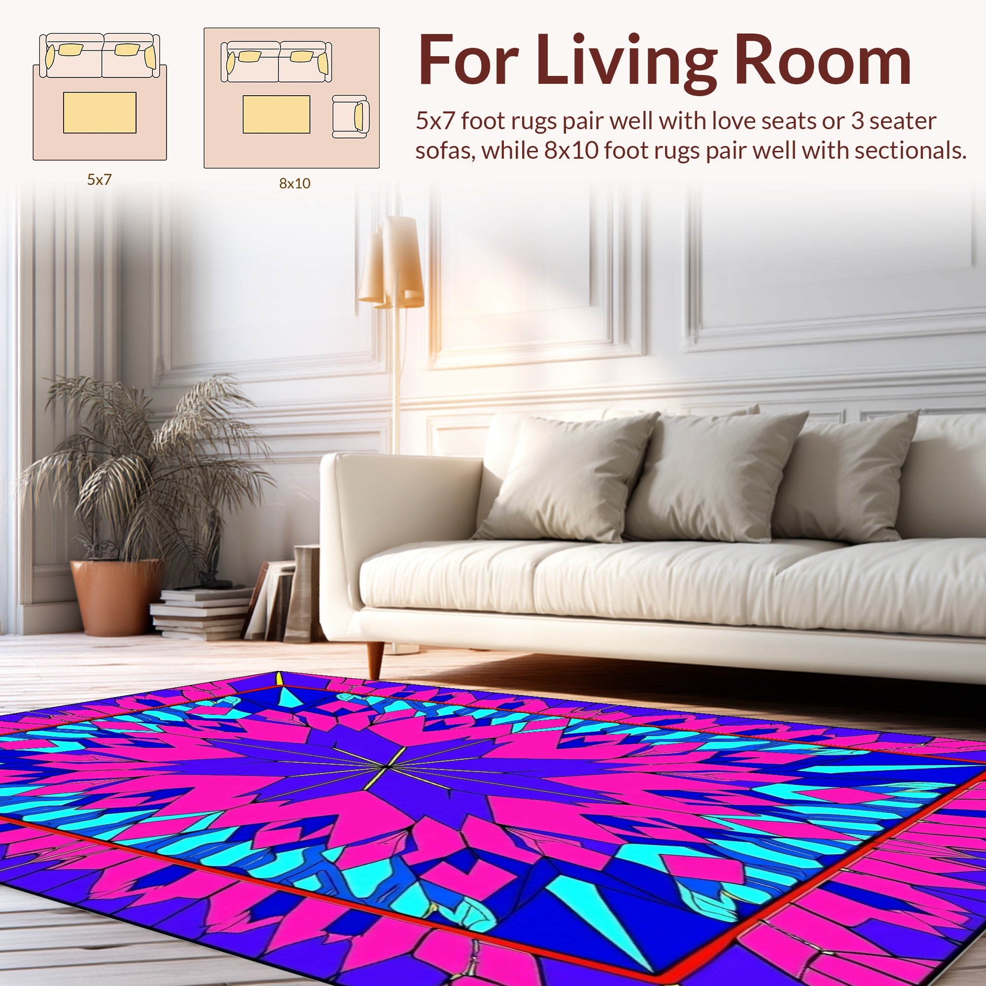 Vivid Geometric Starburst Pattern Rug