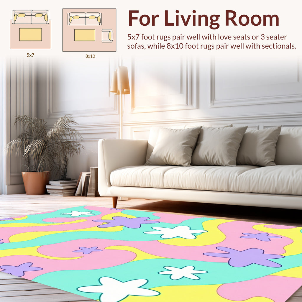Retro Abstract Star Swirl Design Rug