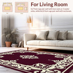 Ornate Ivory Floral Border Design Rug