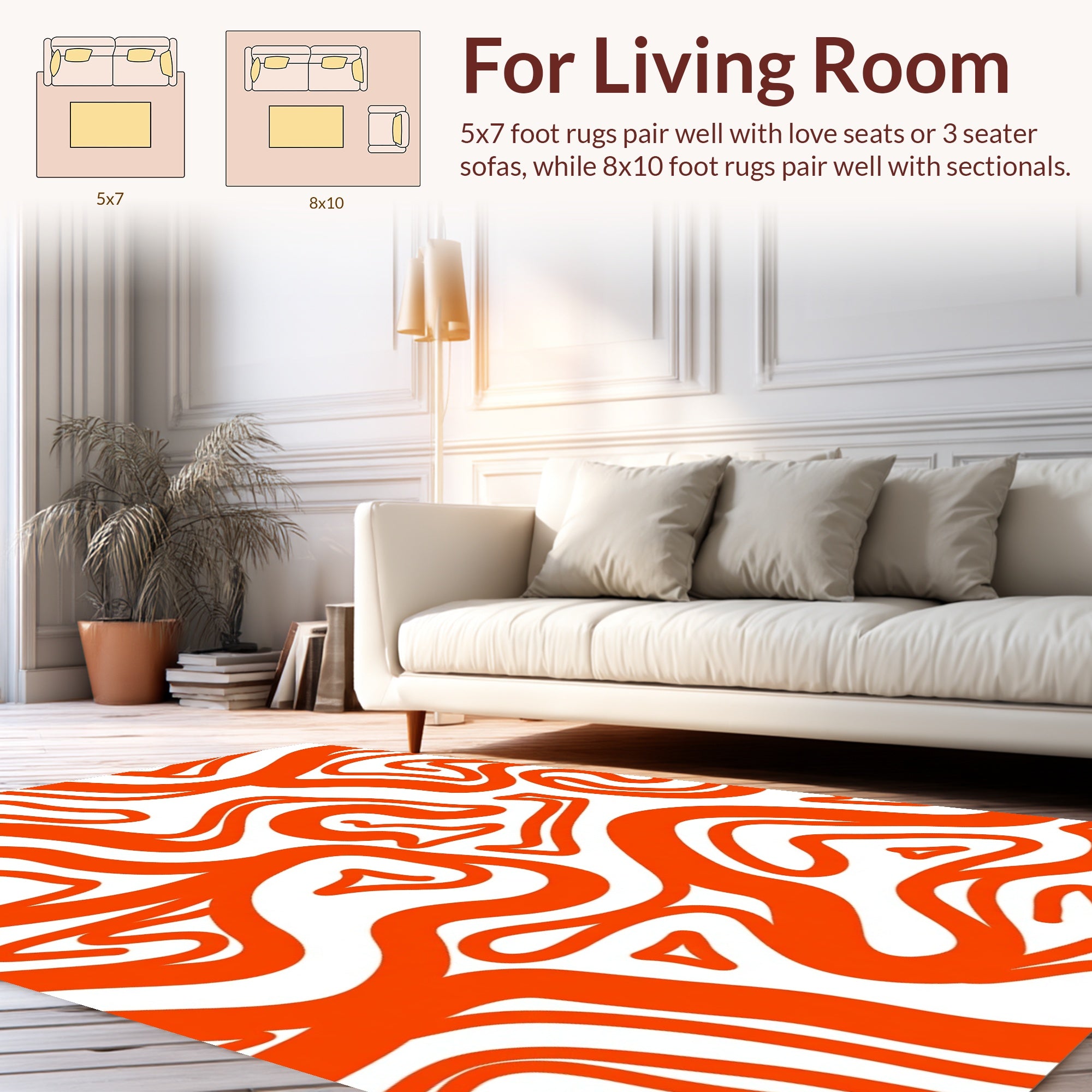 Abstract Orange Swirl Pattern Rug