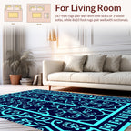 Intricate Cyan Geometric Tribal Design Rug
