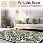 Dark Green Vintage Floral Pattern Rug