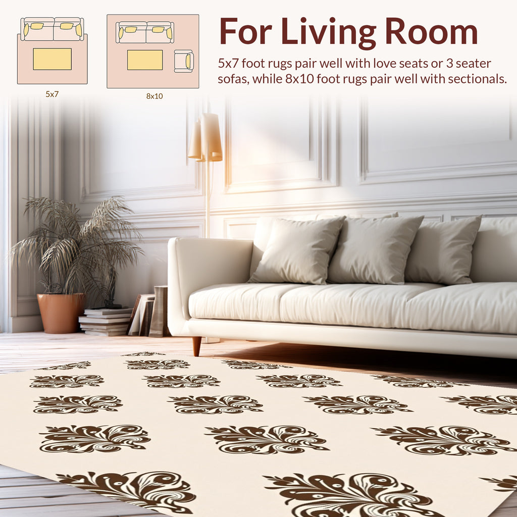 Classic Damask Floral Pattern Rug