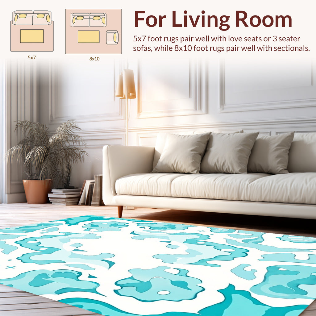 Abstract Aqua Soft Edges Pattern Rug