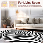 Bold Black White Stripped Animal Print Rug
