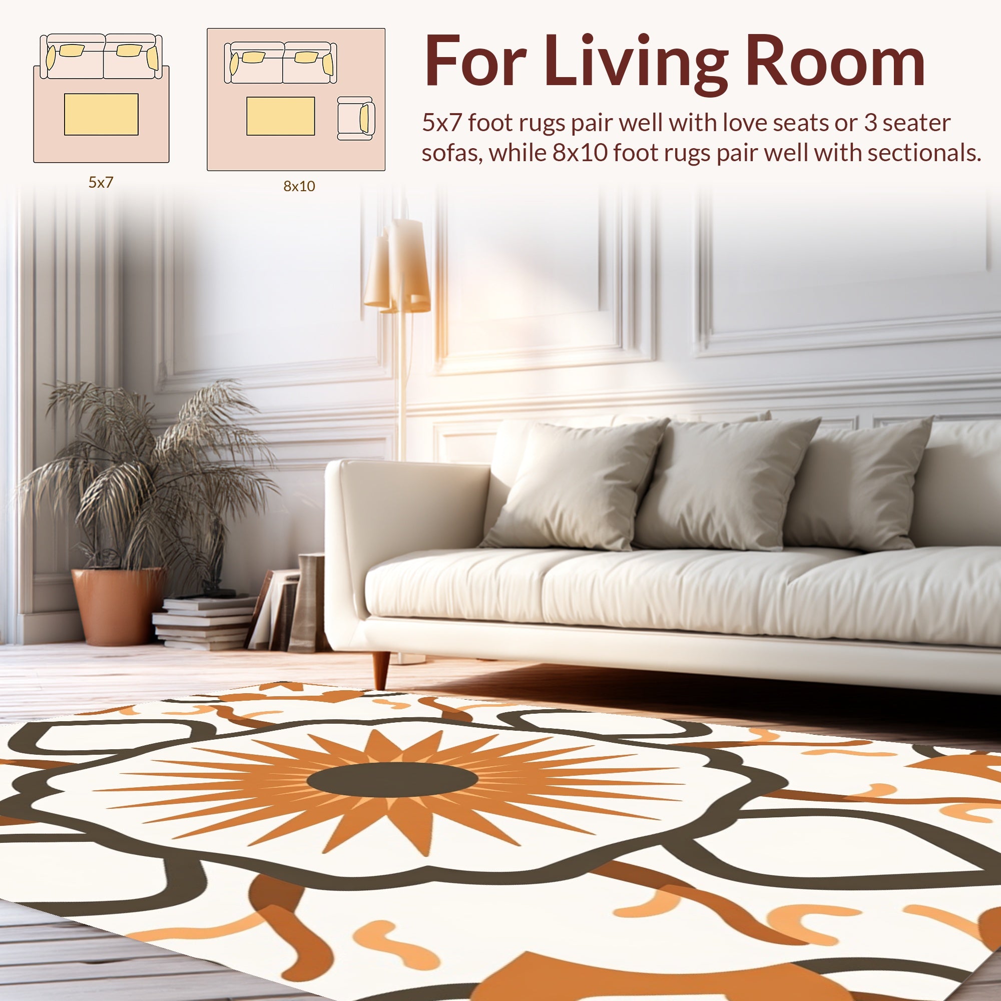 Terra Cotta Sunburst Medallion Pattern Rug