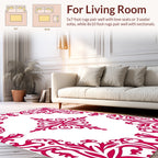 Delicate Pink Floral Scroll Pattern Rug