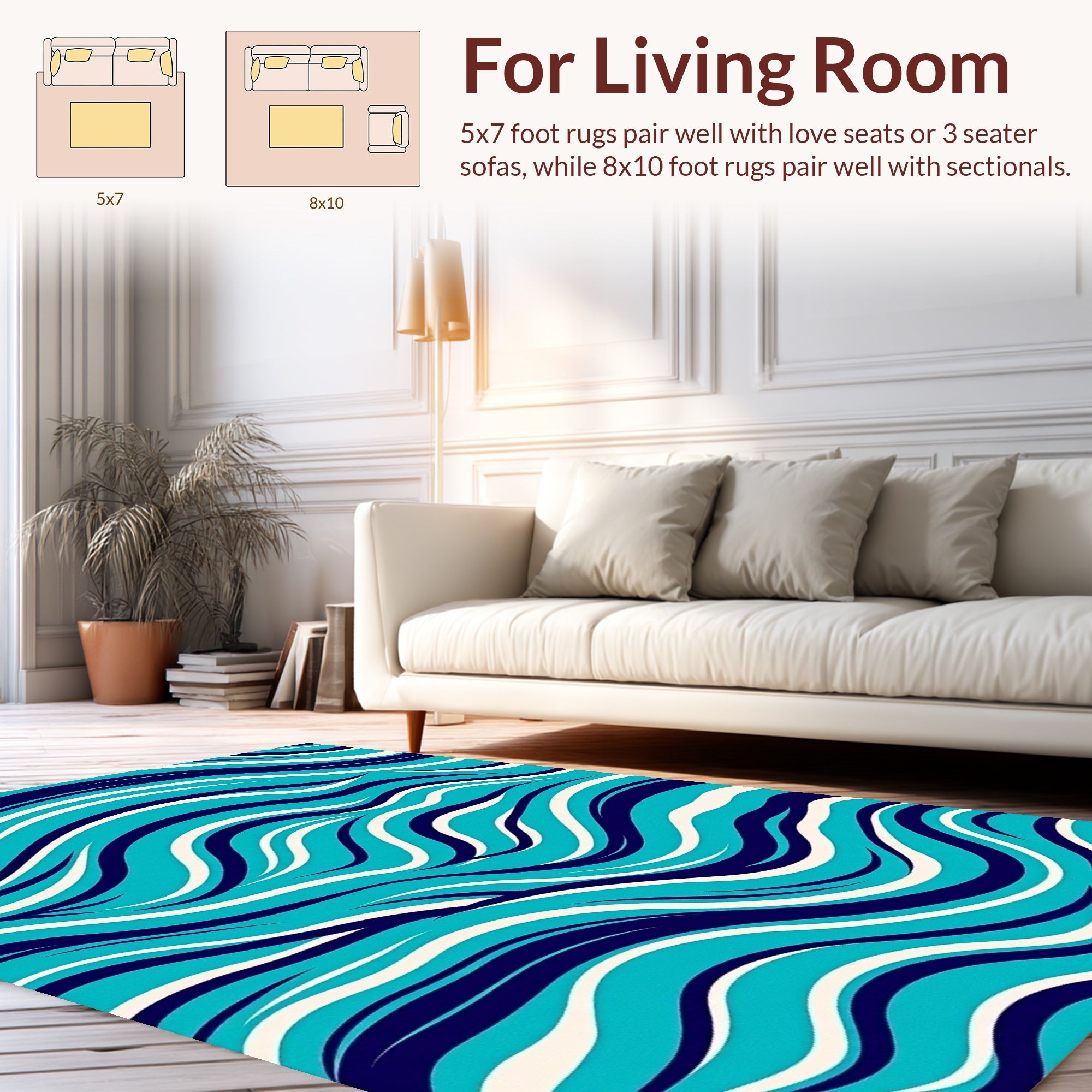 Ocean Wave Pattern Rug