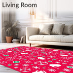 Red Snowflake Mitten Scattered Elements Rug