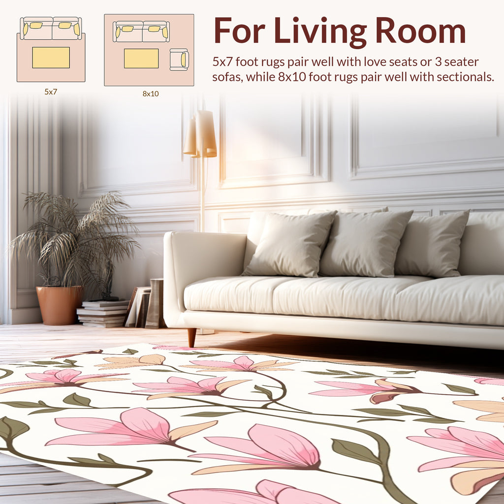 Pink Nude Floral Vine Artistry Rug