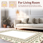 Ornate Leaf Scroll Classic Border Design Rug