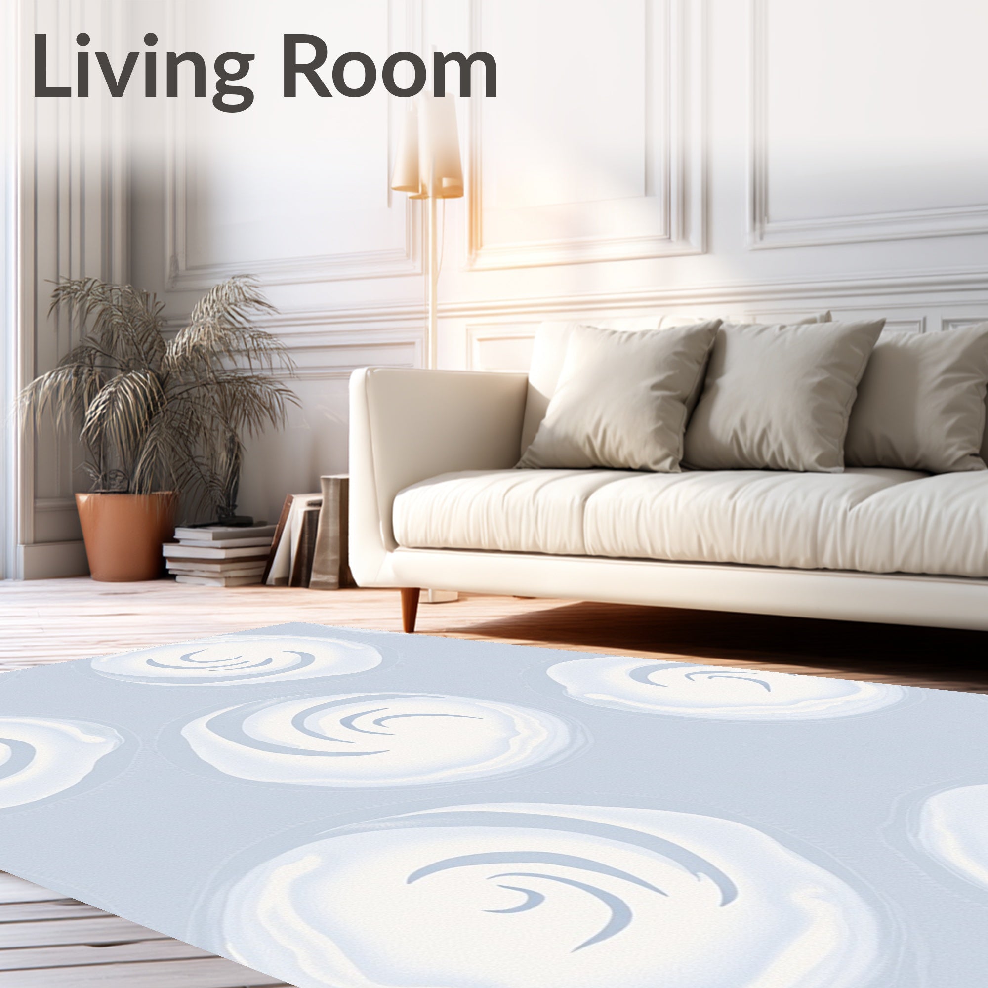 Soft Blue Swirling Cloud Abstracts Rug