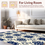 Classic Blue Floral Tile Pattern Rug