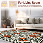 Orange Floral Vine Pattern Rug